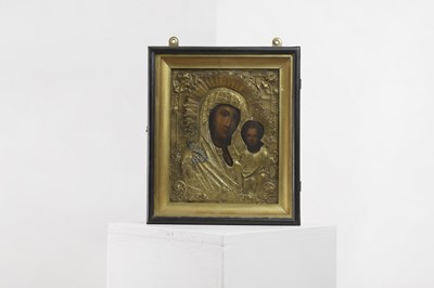 Lot 593 - An icon of the Mother of God of Kazan