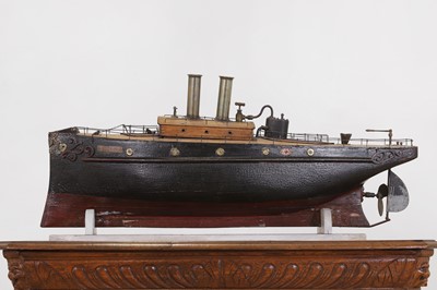 Lot 616 - An Edwardian scratch-built live steam wood model of river launch 'ENA'