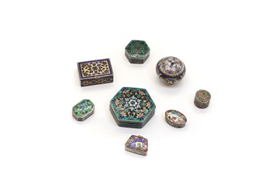 Lot 76 - A group of silver and enamel boxes