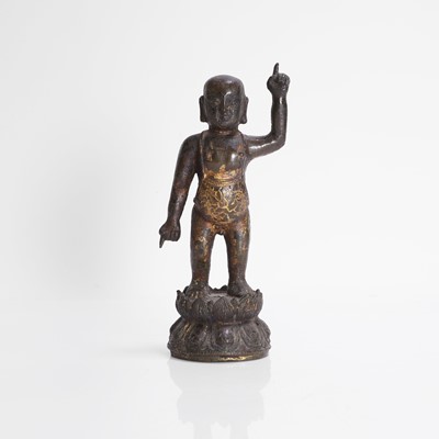 Lot 144 - A Chinese gilt-bronze model of the infant Buddha