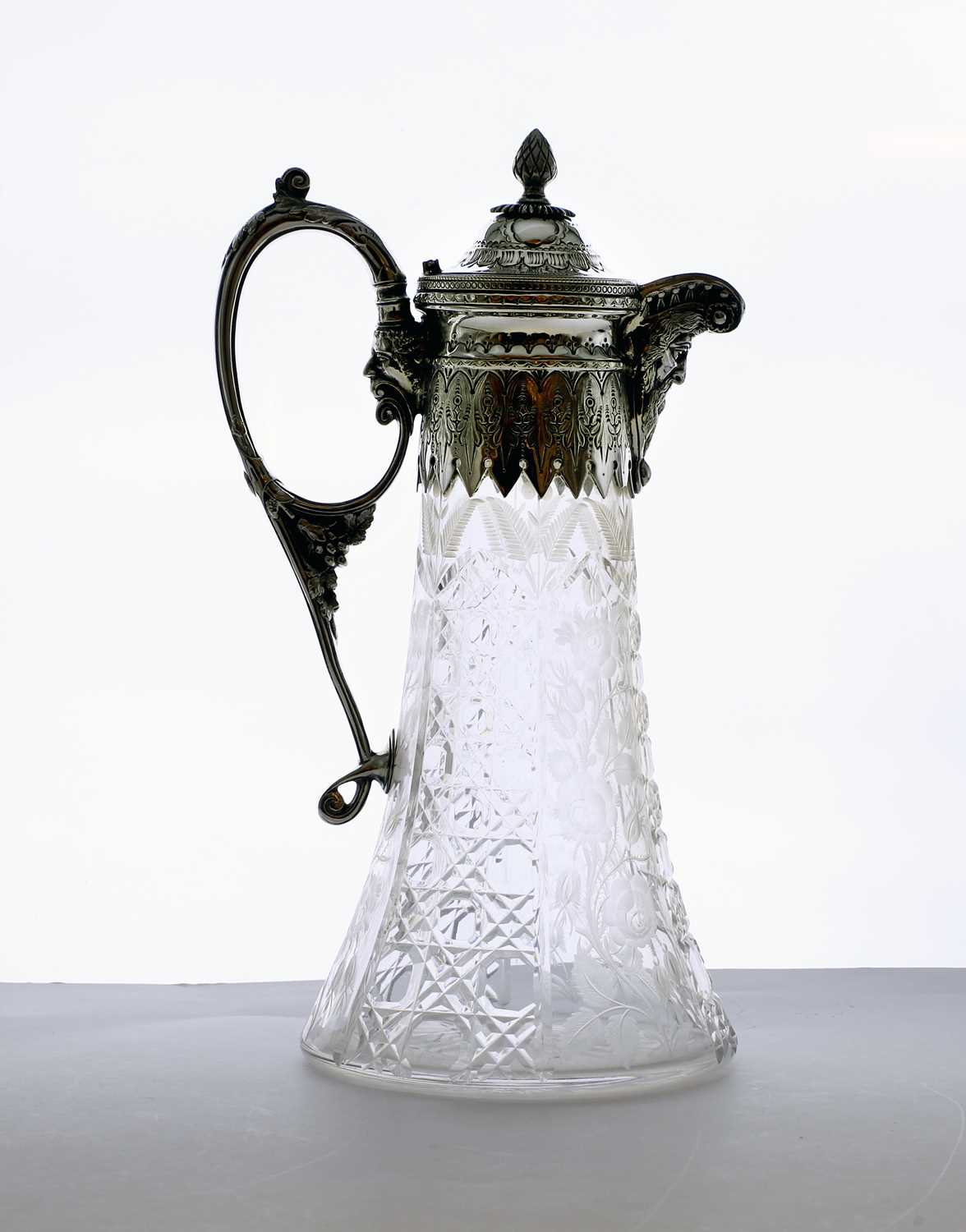 Lot 30A - A late Victorian silver and cut glass claret jug