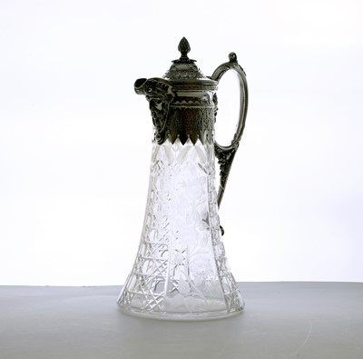 Lot 30 - A late Victorian silver and cut glass claret jug