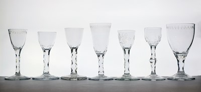 Lot 318 - A group of seven 18th century facet cut glasses