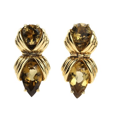 Lot 242 - A pair of silver gilt 'Bound' citrine drop earrings, by Shaun Leane