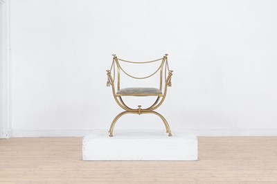 Lot 143 - A Hollywood Regency gilt-brass side chair