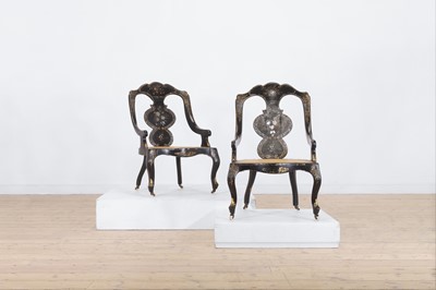 Lot 145 - A pair of Victorian papier mâché chairs