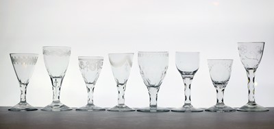 Lot 321 - A group of eight 18th century drinking glasses