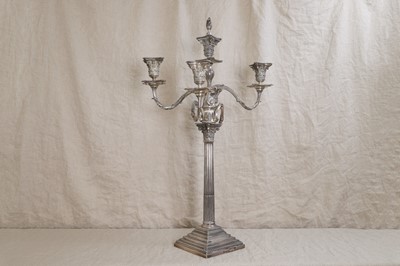 Lot 498 - A silver four-light candelabrum