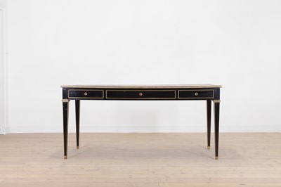 Lot 141 - A Directoire-style ebonised fruitwood bureau plat in the manner of Maison Jansen