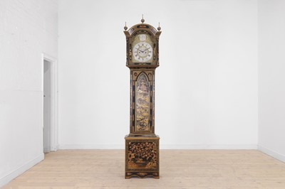 Lot 583 - A George III-style black and gilt japanned longcase clock