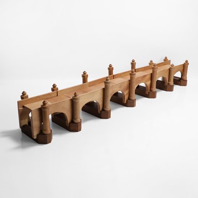 Lot 374 - A handmade wooden toy model of a bridge