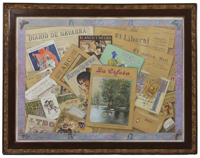 Lot 290 - A trompe l'oeil-style painting of Spanish publications and letters