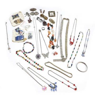 Lot 434 - A collection of silver, costume jewellery and vintage buckles