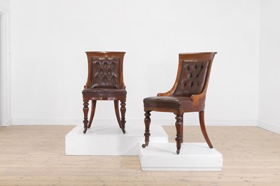 Lot 648 - A pair of William IV walnut library chairs