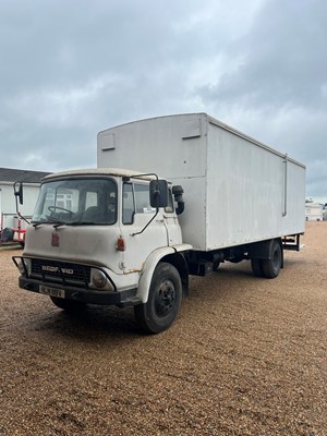 Lot 163 - A 1980 Bedford rigid body lorry, containing a showman's hoopla, shooting gallery and a coconut shy