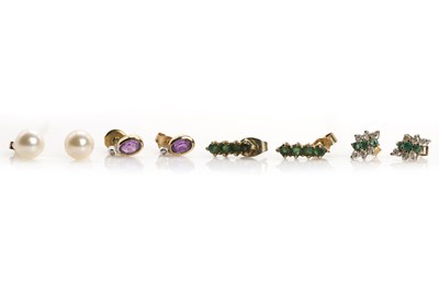 Lot 376 - Four pairs of stud earrings