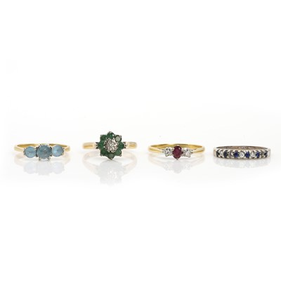 Lot 358 - A group of four gemstone set rings