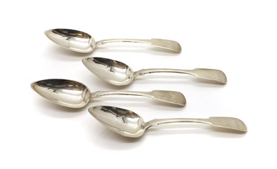 Lot 88 - A set of four Scottish Provincial silver Fiddle pattern tablespoons