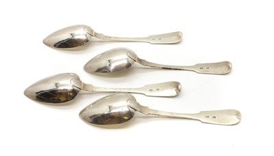 Lot 88 - A set of four Scottish Provincial silver Fiddle pattern tablespoons