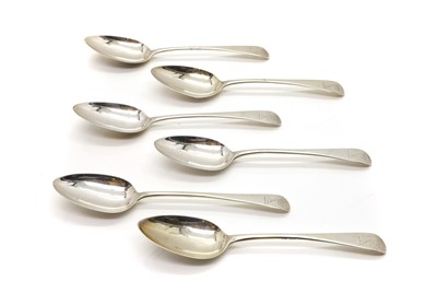 Lot 108 - A set of six George III silver Old English pattern tablespoons