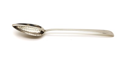 Lot 87 - A George III Irish Old English pattern silver straining spoon