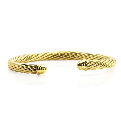 Lot 230 - An 14ct gold bangle, by David Yurman