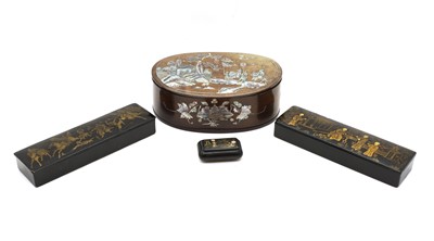 Lot 167 - A Chinese burr wood and mother of pearl box