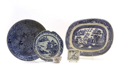 Lot 299 - A blue and white transfer ceramic meat plate