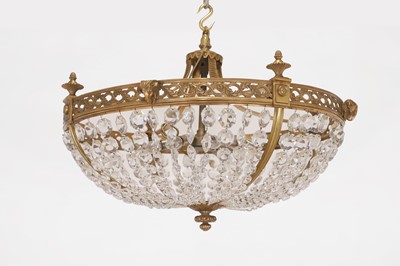 Lot 119 - A gilt-brass and cut-glass ceiling light in the Louis XVI taste