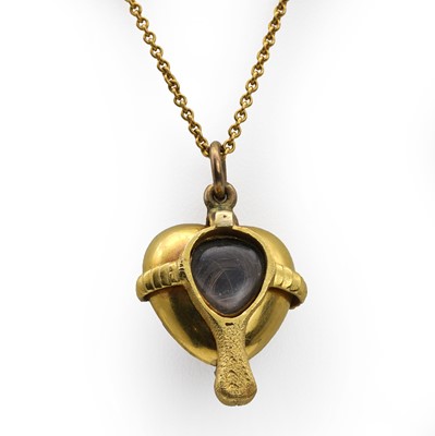 Lot 12 - A Victorian heart shaped memorial pendant and chain