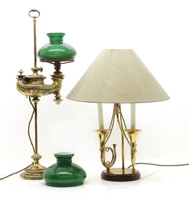 Lot 545 - A German brass adjustable oil lamp