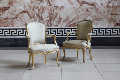 Lot 211 - A pair of Louis XV giltwood fauteuils