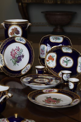 Lot 227 - A Republican Sèvres porcelain 'beau bleu' dessert service