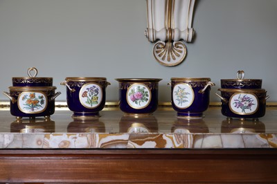 Lot 227 - A Republican Sèvres porcelain 'beau bleu' dessert service