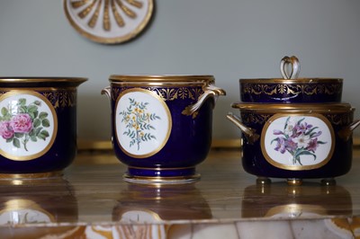 Lot 227 - A Republican Sèvres porcelain 'beau bleu' dessert service