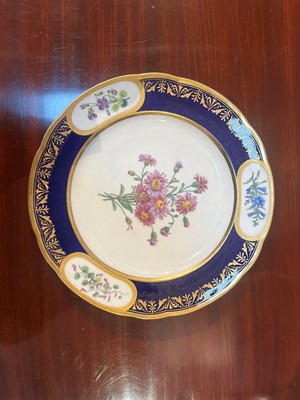 Lot 227 - A Republican Sèvres porcelain 'beau bleu' dessert service