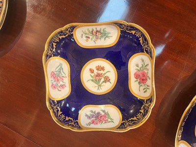 Lot 227 - A Republican Sèvres porcelain 'beau bleu' dessert service