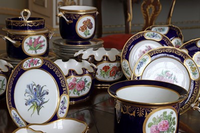 Lot 227 - A Republican Sèvres porcelain 'beau bleu' dessert service