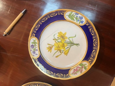 Lot 227 - A Republican Sèvres porcelain 'beau bleu' dessert service