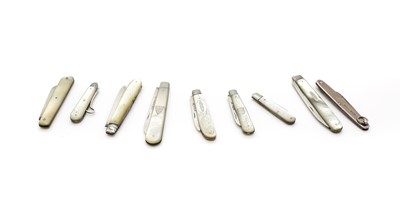 Lot 64 - A group of nine silver and mother of pearl fruit knives