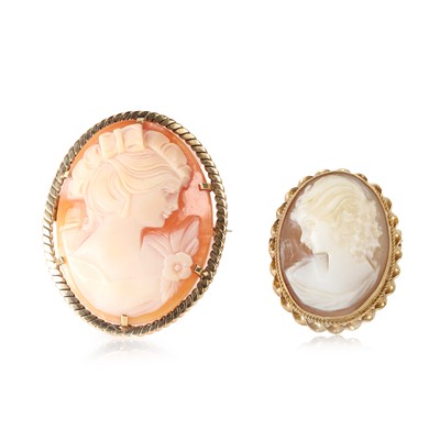 Lot 275 - Two shell cameo brooches