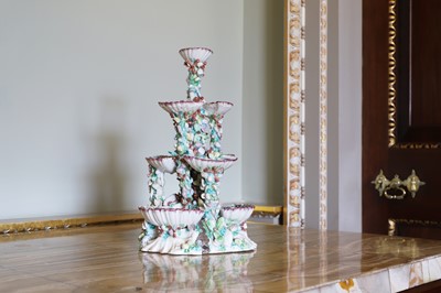 Lot 83 - A Bow porcelain four-tiered sweetmeat stand