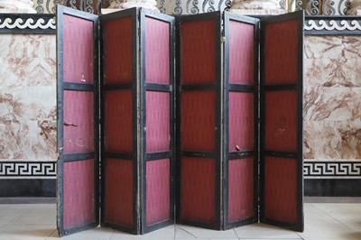 Lot 78 - A large six-panel dressing screen