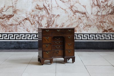 Lot 15 - A burr walnut kneehole desk