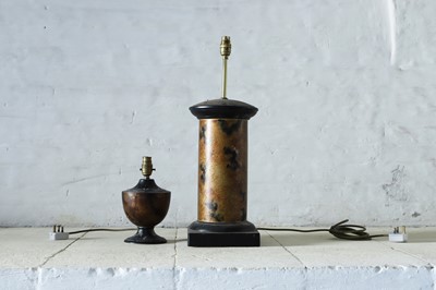 Lot 348 - A large simulated tortoiseshell pottery table lamp