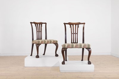 Lot 395 - A pair of George II mahogany side chairs