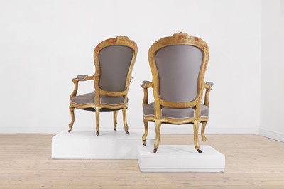 Lot 361 - A pair of Louis XV-style giltwood fauteuils