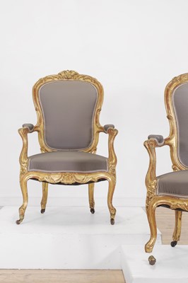 Lot 361 - A pair of Louis XV-style giltwood fauteuils