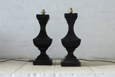 Lot 162 - A pair of large wooden table lamps