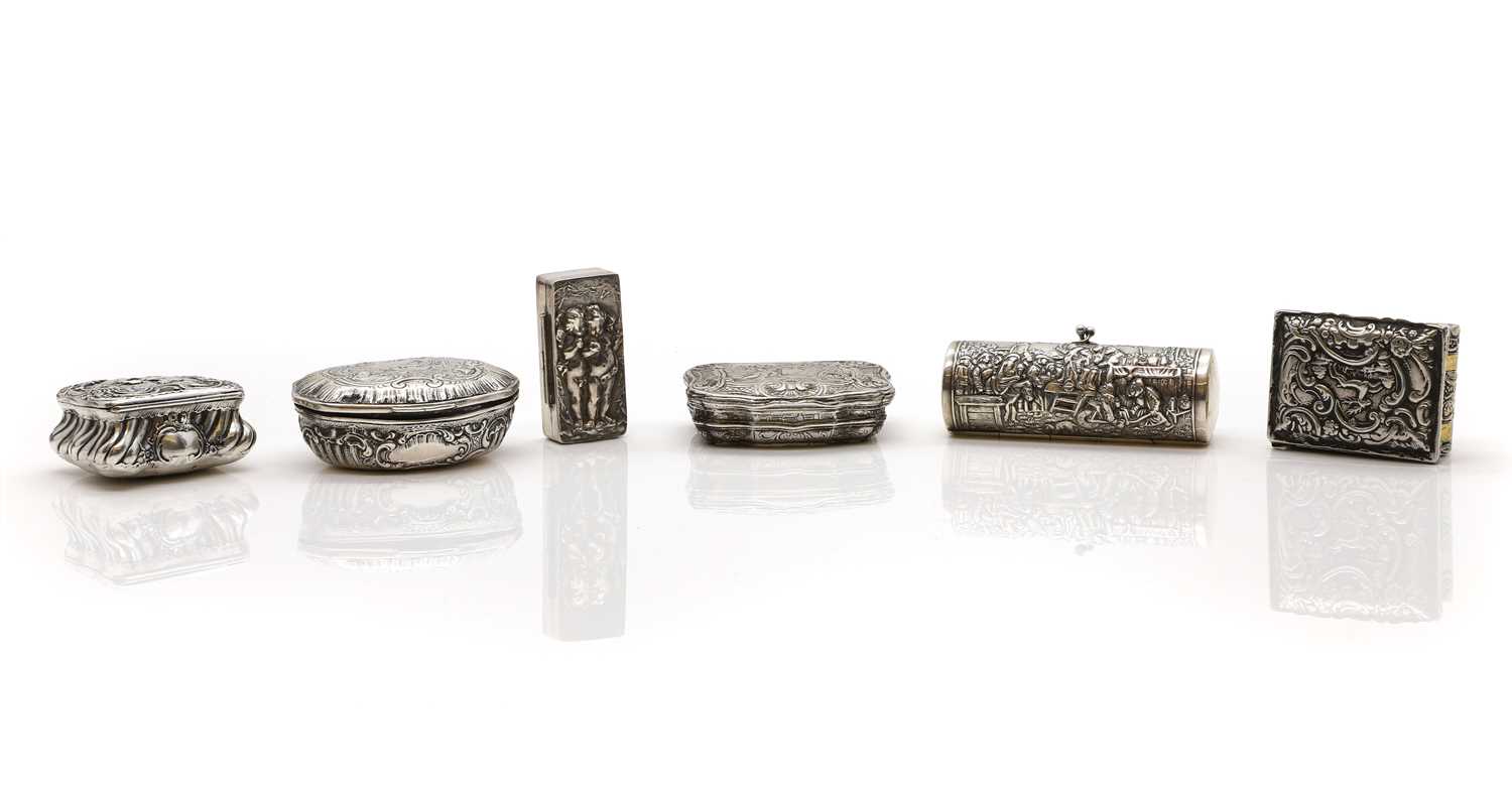 Lot 66 - A group of six German silver boxes